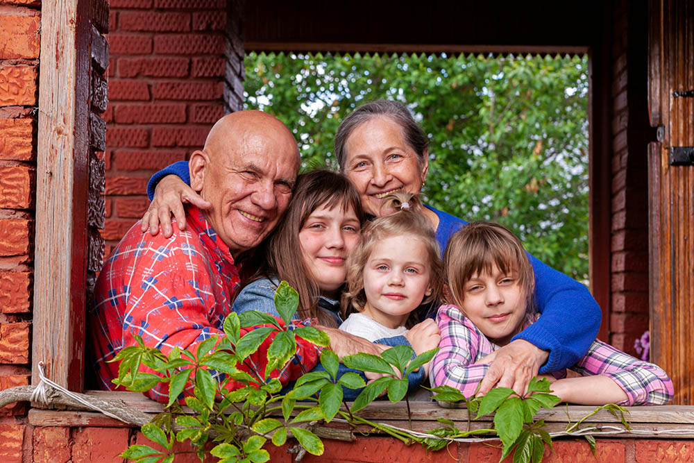children with their grandparents